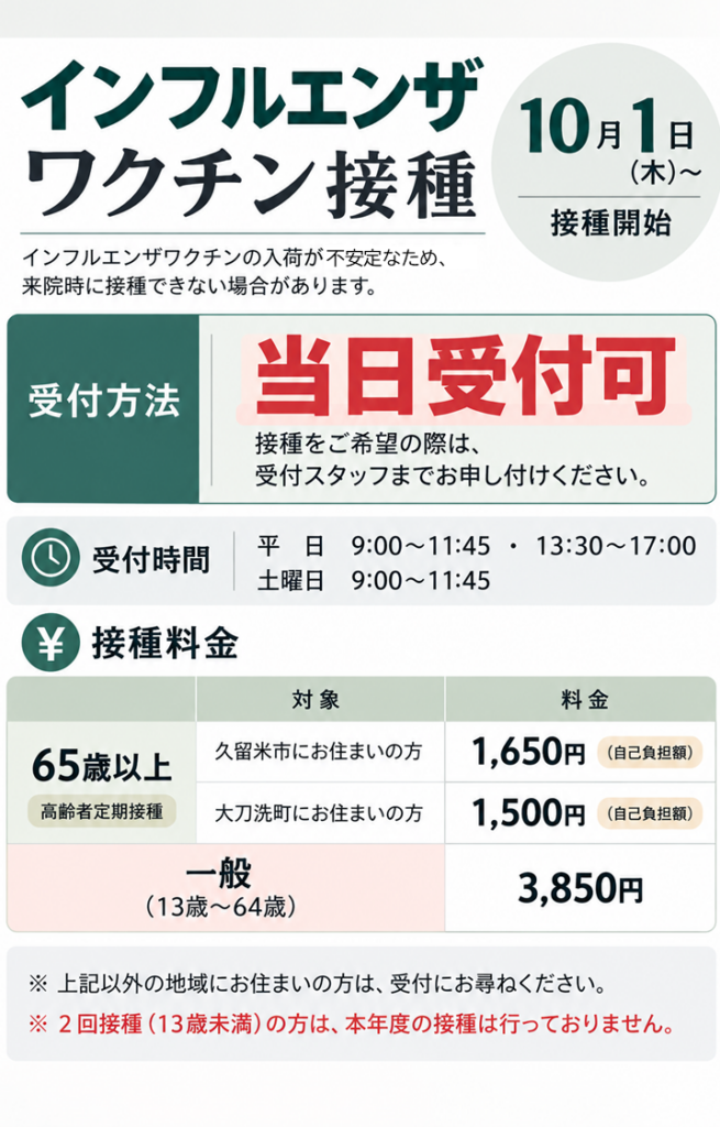 インフルエンザ　予防接種　チラシ